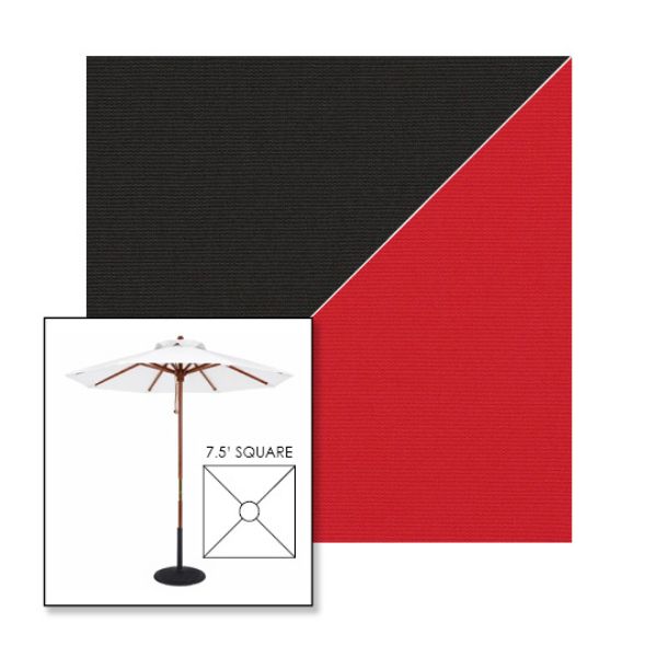 Picture of Black Jockey Red | 7.5' Wood Square Frame Market Umbrella Sunbrella® Awning Fabric