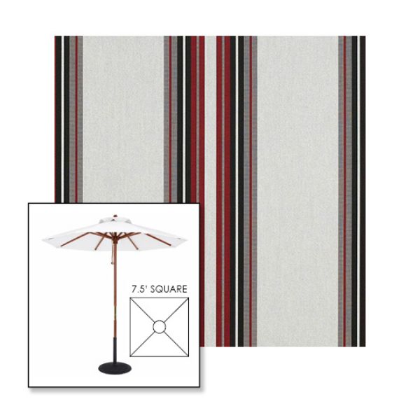 Picture of Burgundy Black White | 7.5' Wood Square Frame Market Umbrella Sunbrella® Awning Fabric