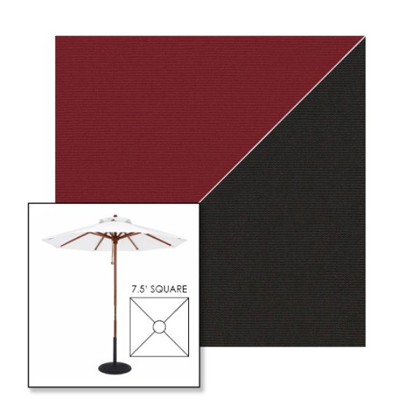 Picture of Burgundy Black | 7.5' Wood Square Frame Market Umbrella Sunbrella® Awning Fabric