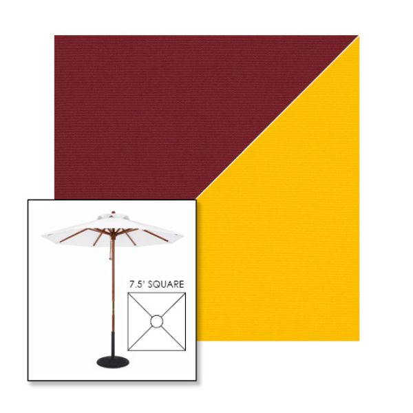 Picture of Burgundy Sunflower | 7.5' Wood Square Frame Market Umbrella Sunbrella® Awning Fabric