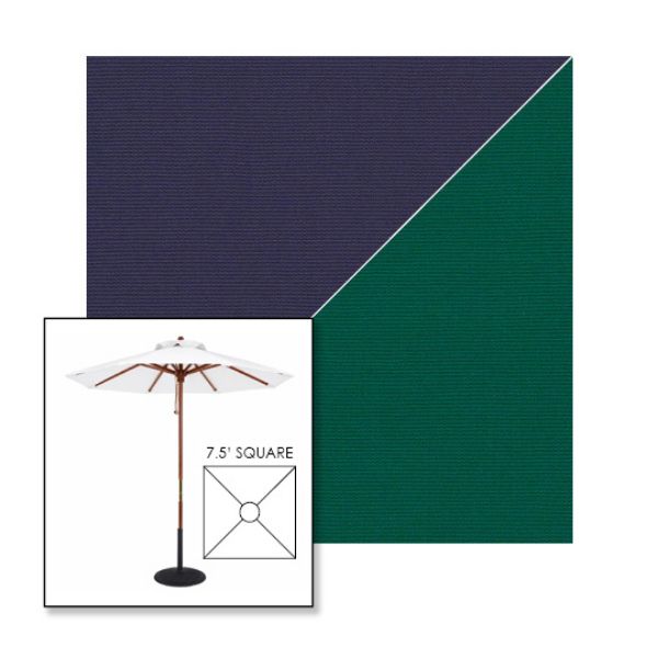 Picture of Captain Navy Forest Green | 7.5' Wood Square Frame Market Umbrella Sunbrella® Awning Fabric