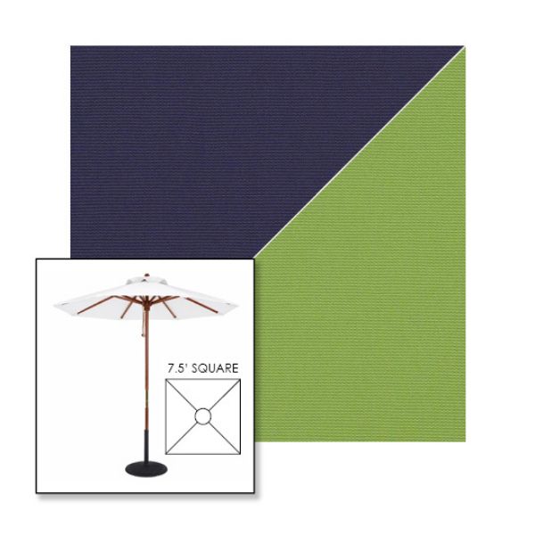 Picture of Captain Navy Ginkgo | 7.5' Wood Square Frame Market Umbrella Sunbrella® Awning Fabric