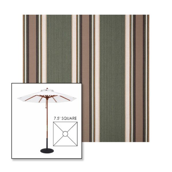 Picture of Emblem Fern | 7.5' Wood Square Frame Market Umbrella Sunbrella® Awning Fabric