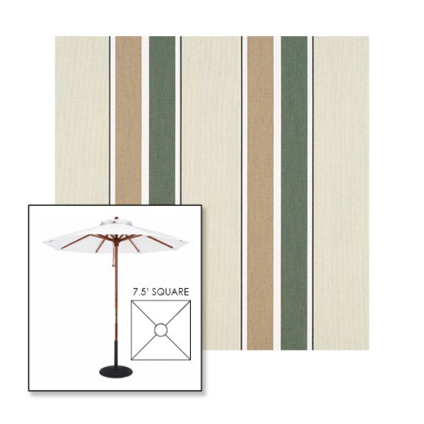 Picture of Fern Heather Beige Block | 7.5' Wood Square Frame Market Umbrella Sunbrella® Awning Fabric