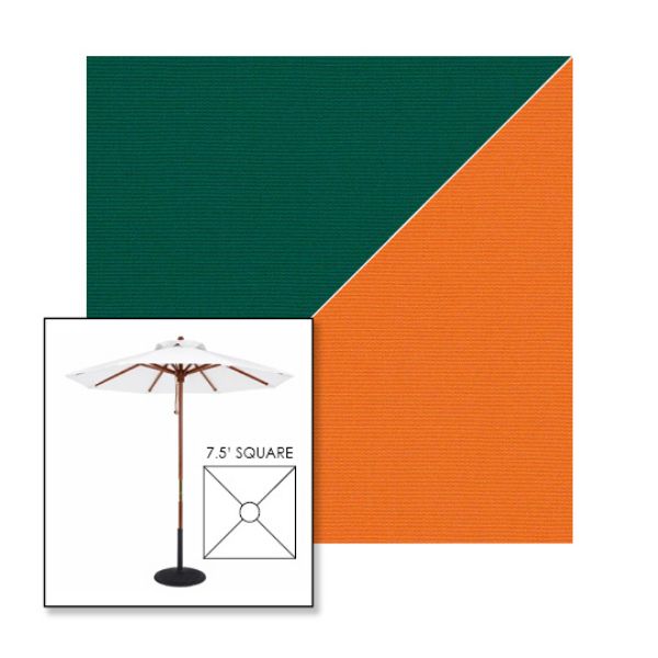 Picture of Forest Green Tuscan | 7.5' Wood Square Frame Market Umbrella Sunbrella® Awning Fabric