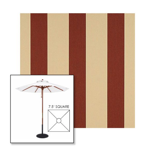 Picture of Havelock Brick | 7.5' Wood Square Frame Market Umbrella Sunbrella® Awning Fabric