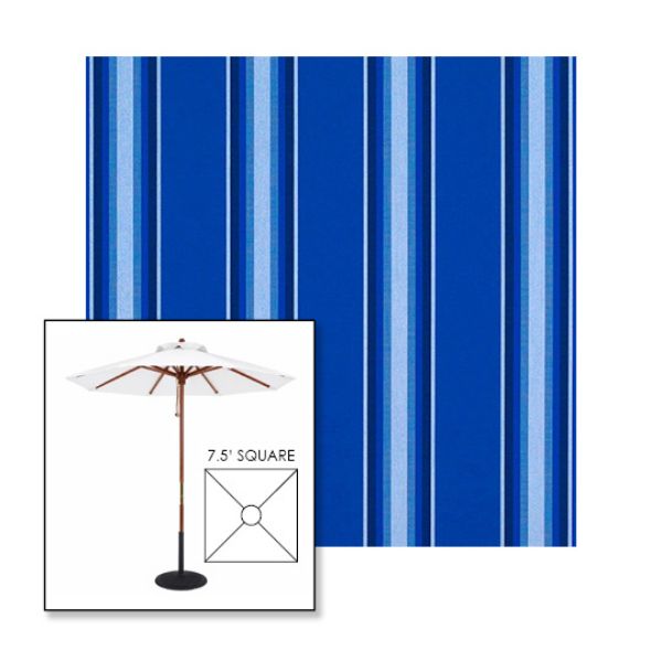Picture of Pacific Blue Fancy | 7.5' Wood Square Frame Market Umbrella Sunbrella® Awning Fabric