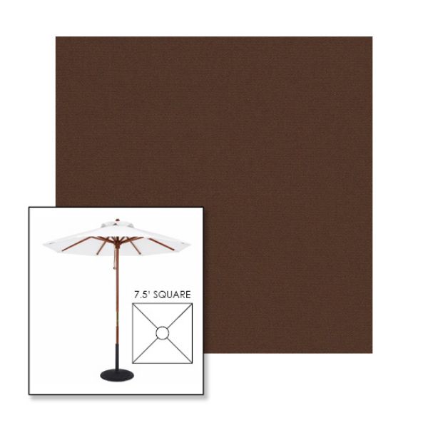 Picture of True Brown | 7.5' Wood Square Frame Market Umbrella Sunbrella® Awning Fabric