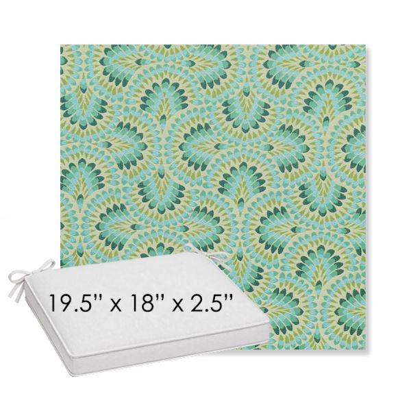 Picture of Plume Peacock | Sunbrella® 19.5" x 18" Outdoor Dining Cushion