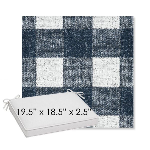 Picture of Preso Indigo | Sunbrella® 19.5" x 18.5" Outdoor Dining Cushion