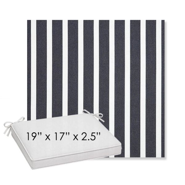 Picture of Shore Navy | Sunbrella® 19" x 17" x 3" Outdoor Dining Cushion