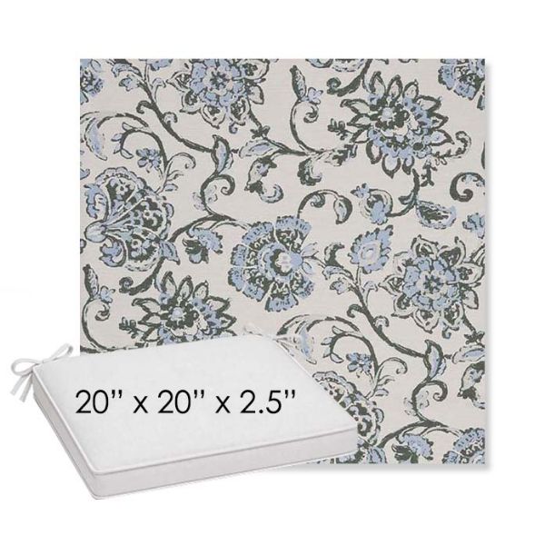 Picture of Martha Floral Periwinkle | Sunbrella® 20" x 20" x 3" Outdoor Dining Cushion